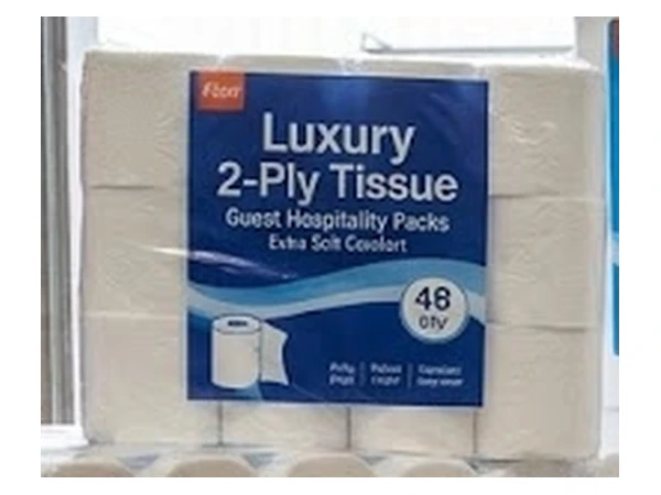 Luxury 2-ply 48s toilet paper bale with official blue label