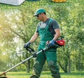 KK Essentials Commercial Grass Cutting Operator in Action